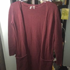 H&M knee-length maroon cardigan